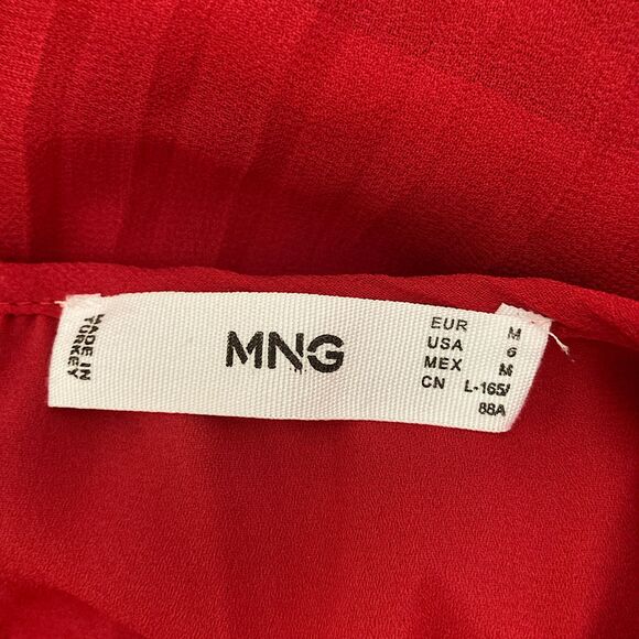 Mango Red Pleated Georgette Swing A Line Babydoll Dress Size 6 Flowy - Picture 10 of 10